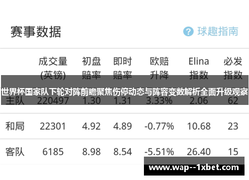 世界杯国家队下轮对阵前瞻聚焦伤停动态与阵容变数解析全面升级观察